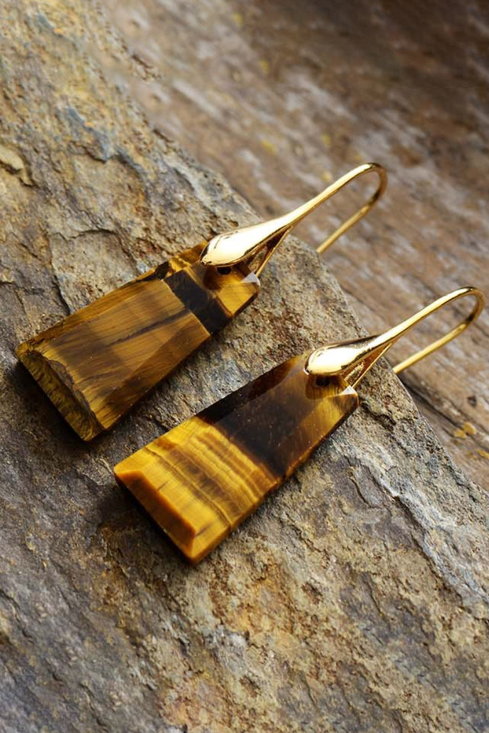 Handmade Geometrical Shape Natural Stone Dangle Earrings