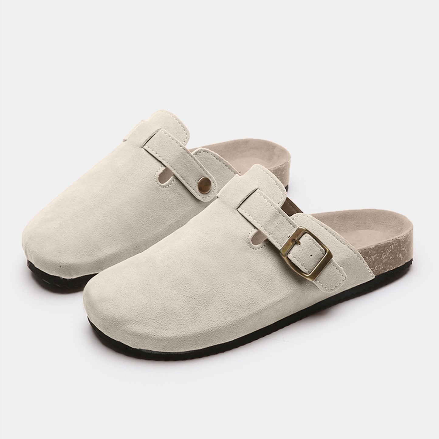 Suede Closed Toe Buckle Slide