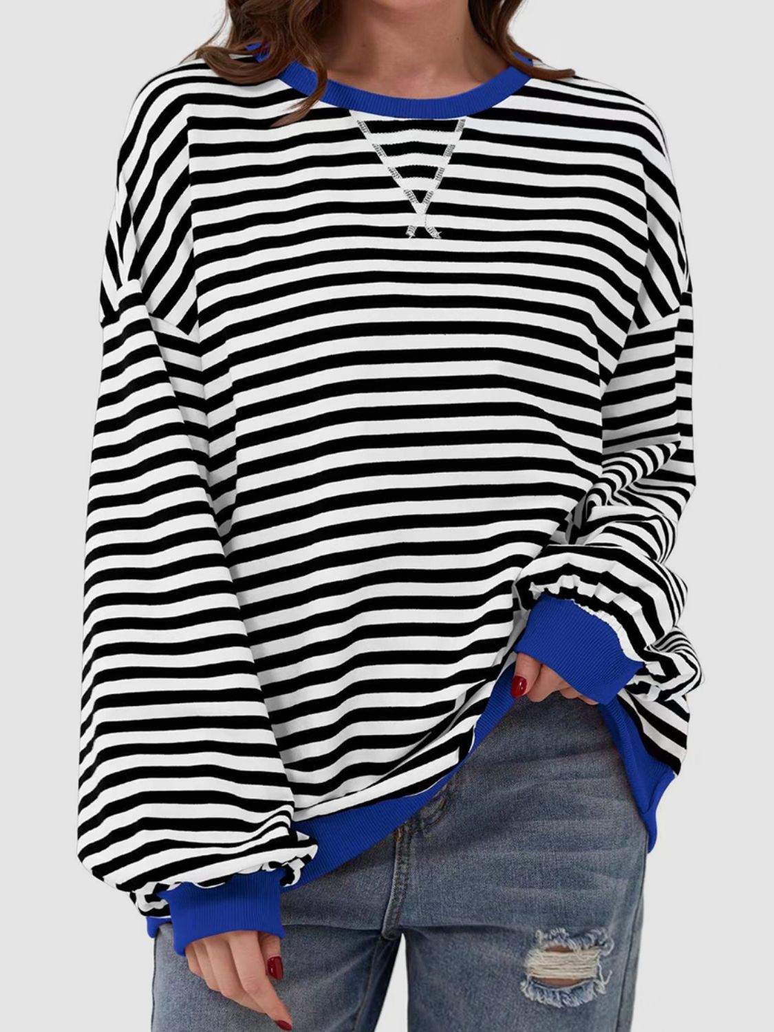 Striped Round Neck Long Sleeve T-Shirt