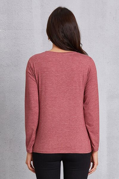 Letter Graphic Round Neck Long Sleeve T-Shirt