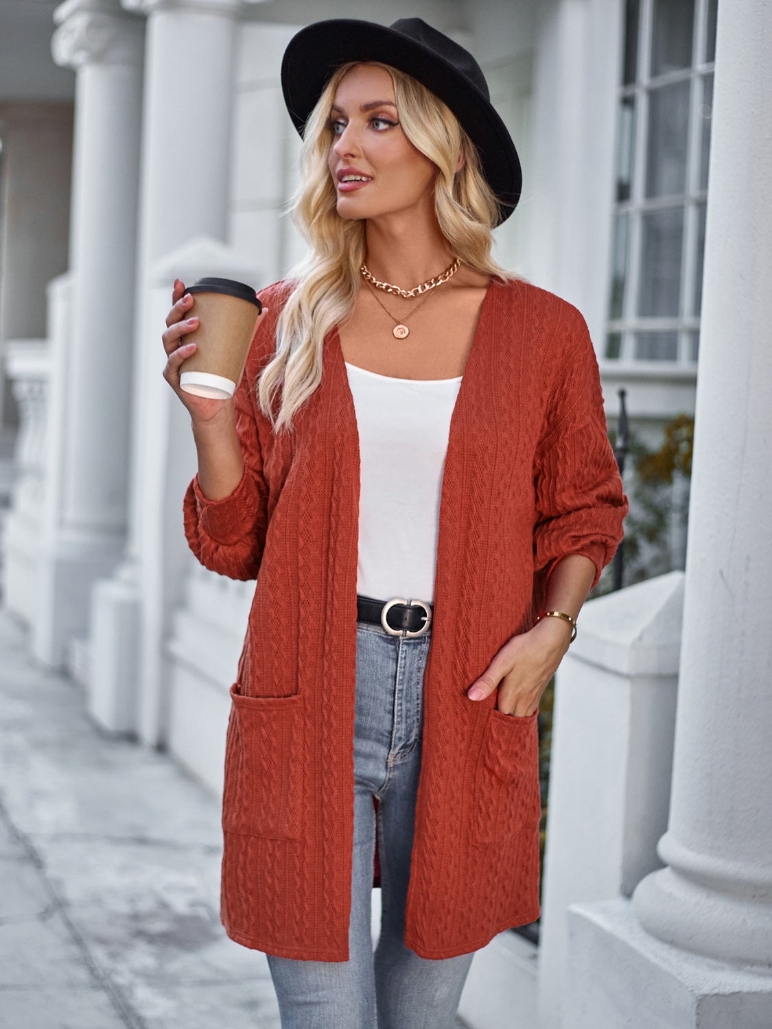 Open Front Dropped Shoulder Longline Cardigan