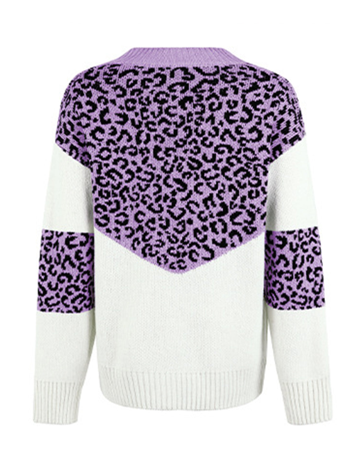 Leopard V-Neck Dropped Shoulder Sweater