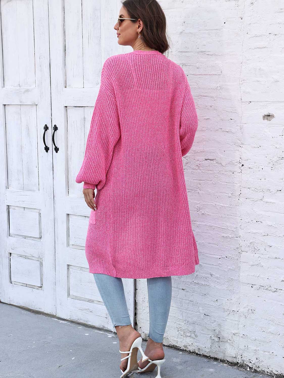 Open Front Longline Cardigan with Pockets